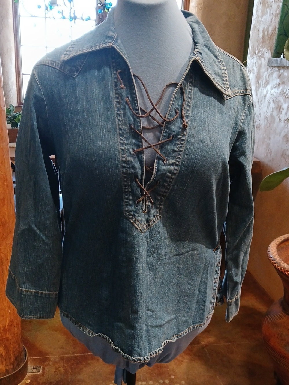 Levis Denim Lace-Up Pullover Top